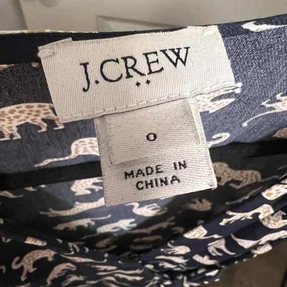 J Crew Factory Leopard Cheetah Wrap Dress Navy Blue Like New - Picture 4 of 6